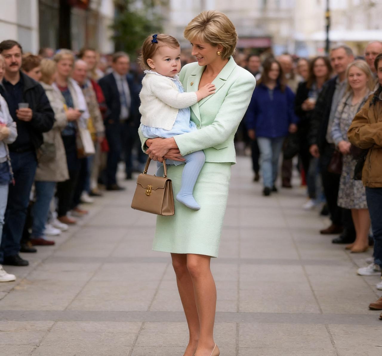 奶奶抱着可爱的孙女一脸的宠爱，如果奶奶还活着祖孙两个一定是最时尚的女人