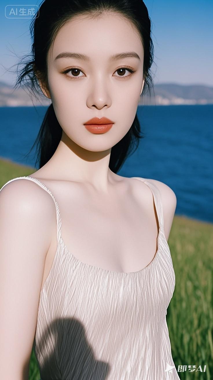 海边少女，清新自然，阳光下的美丽瞬间