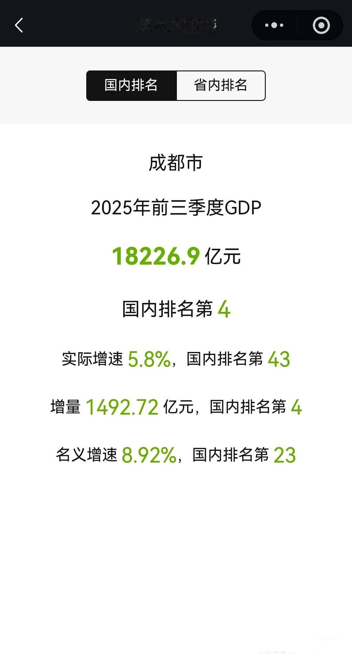 前三季度数据一出来，我脑子里就一个画面：两辆车在高速上狂飙。成都在前面领跑，