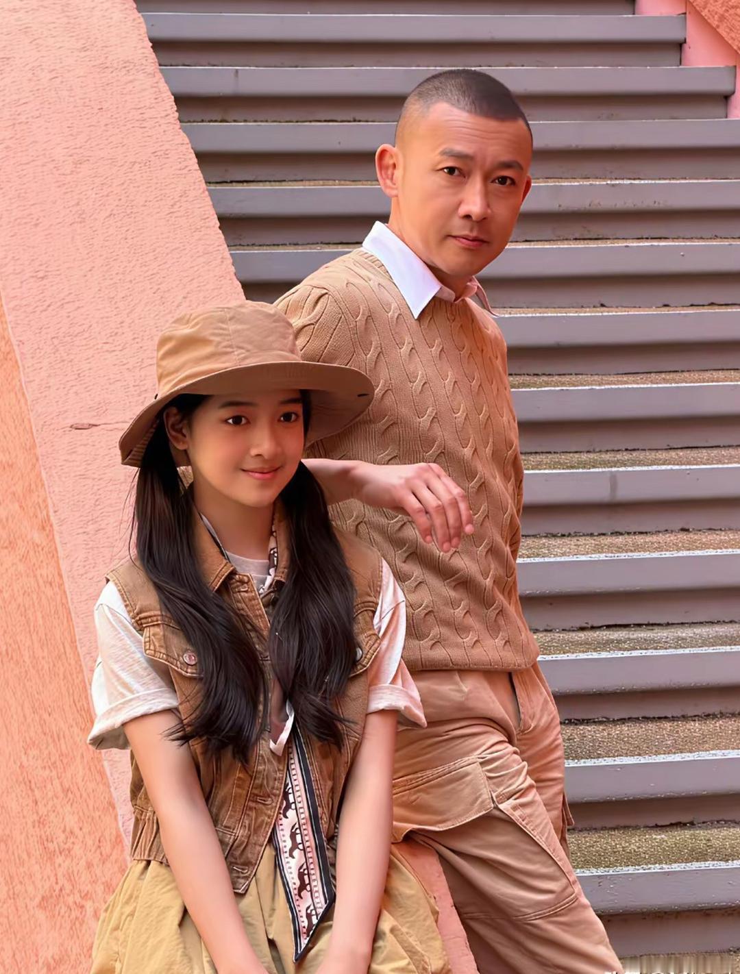聂远和女儿同框，父女俩长得太像啦