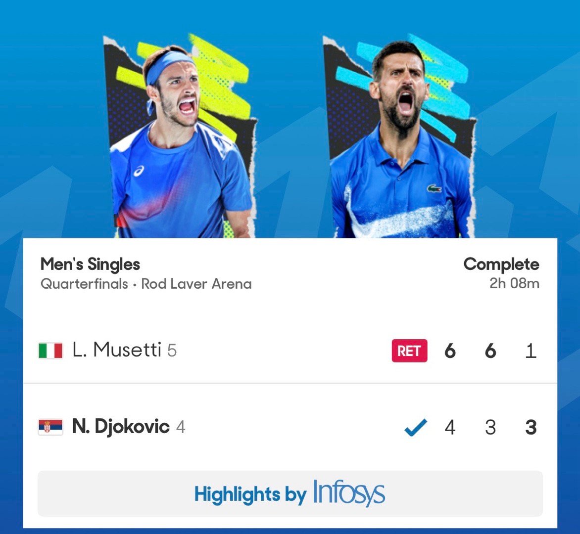 蛤！还有这种好事？恭喜德约科维奇晋级澳网半决赛！去年德约澳网半决赛退赛，保送兹维