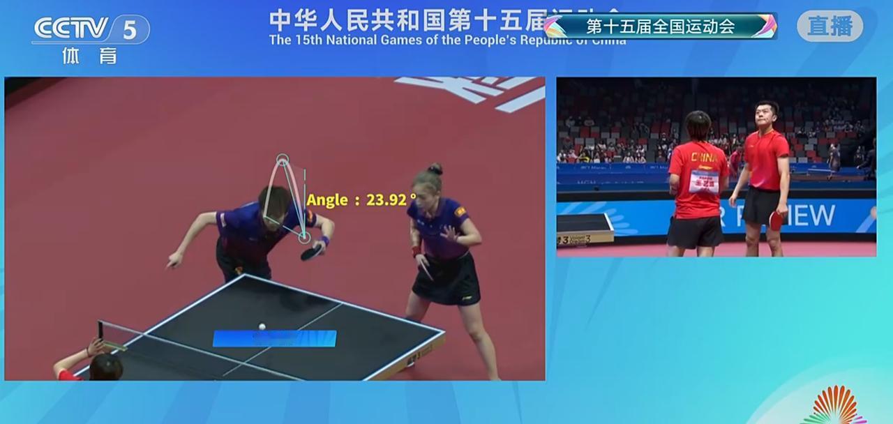 王艺迪挑战林高远发球，真正意图是什么？我们从结果来看，回抛只有23度，离着