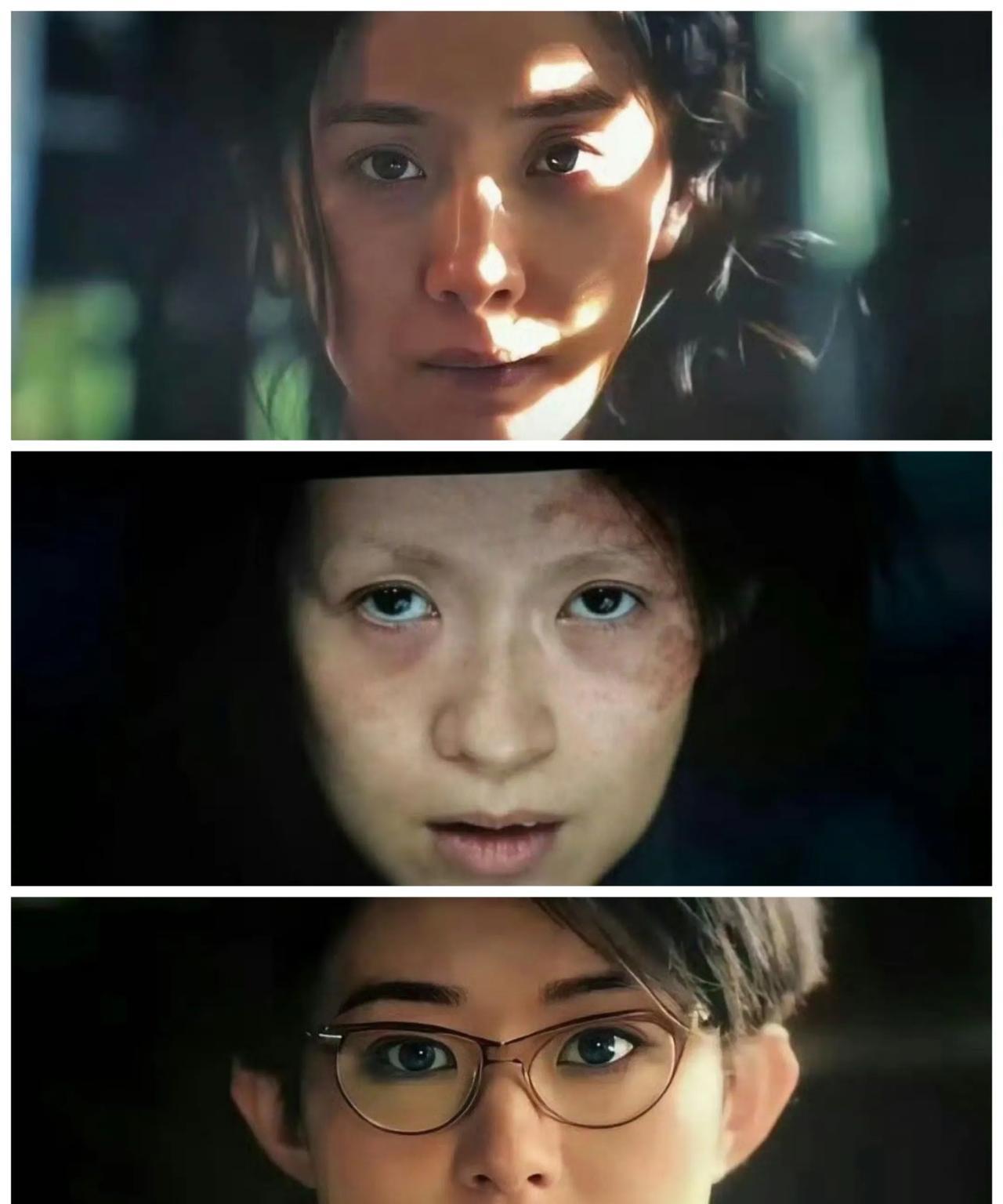 妈呀，这三个人的合照，真的一下子就显得章子怡的镜头感好强，有故事感，比较适合大荧