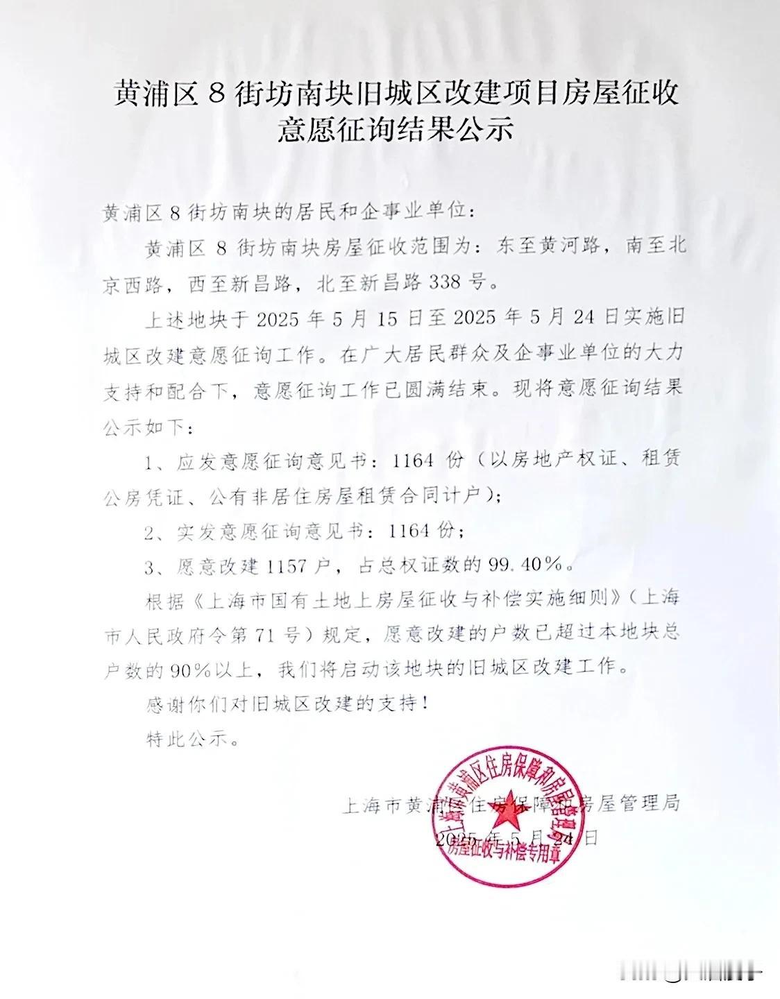 朋友们，黄浦区两幅零星地块旧改征收有好消息传来啦～就在今天，黄浦区8街坊南块
