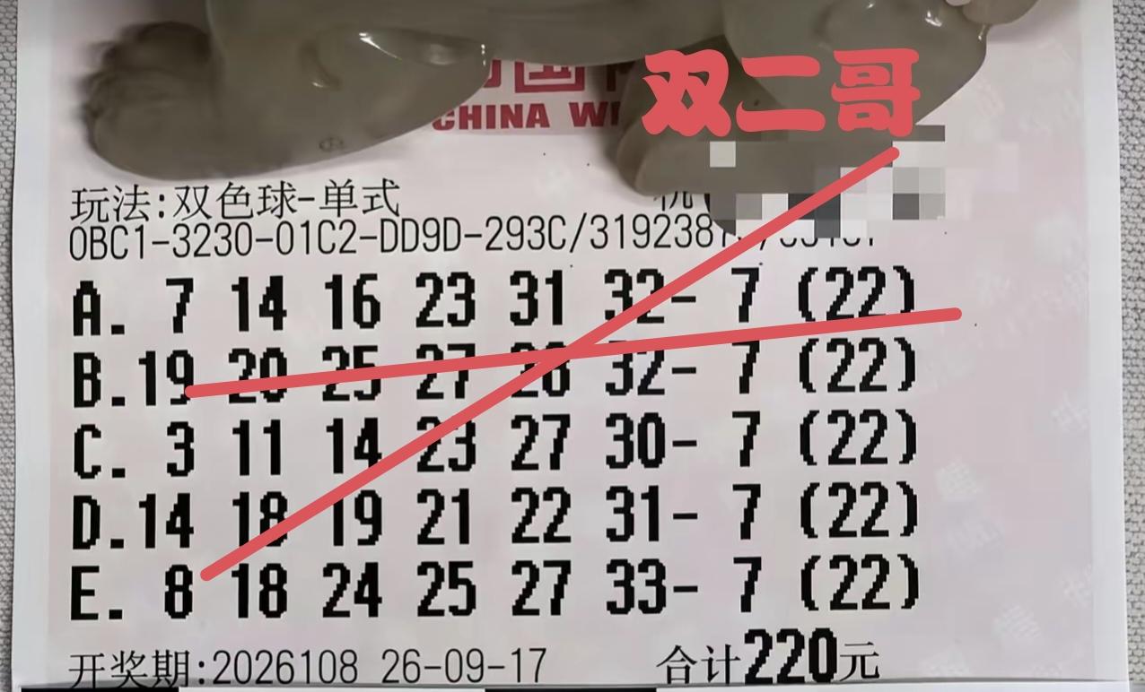 很遗憾网络名人孙二哥在第108期福彩双色球中没有上榜，又败下阵来，所展现的两张彩