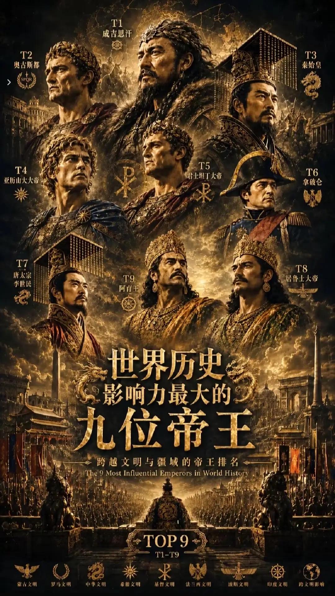 国际权威组织评出：世界历史上最伟大的九位帝王：中国两位帝王上榜，第一名出乎意料！