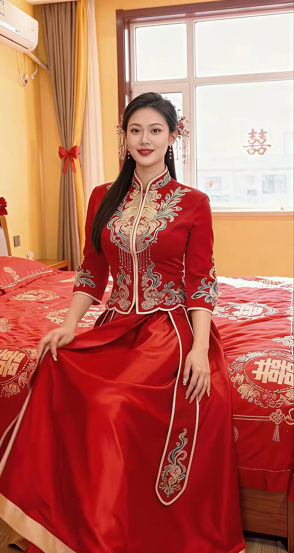 中式婚服，红红火火的新娘装