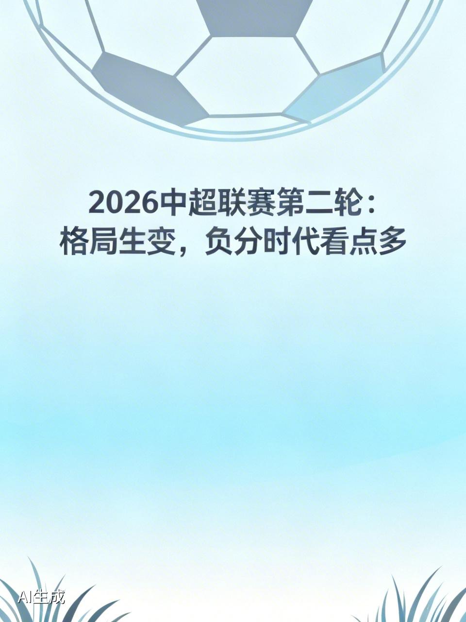 2026中超联赛第二轮：格局生变，负分时代看点多2026赛季中超联赛第二轮赛