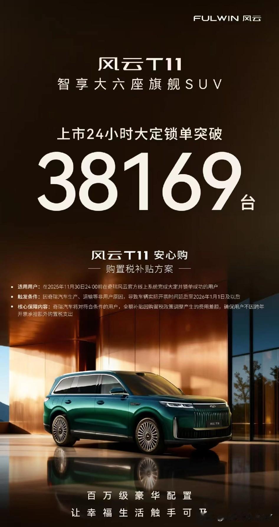 爆单了!奇瑞风云T11上市仅24小时,大定锁单量便突破38169台,凭借超高性价