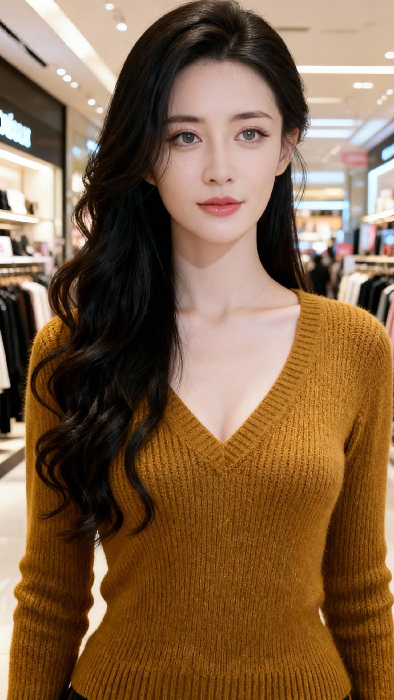 商场里的混血美女，惊艳哦