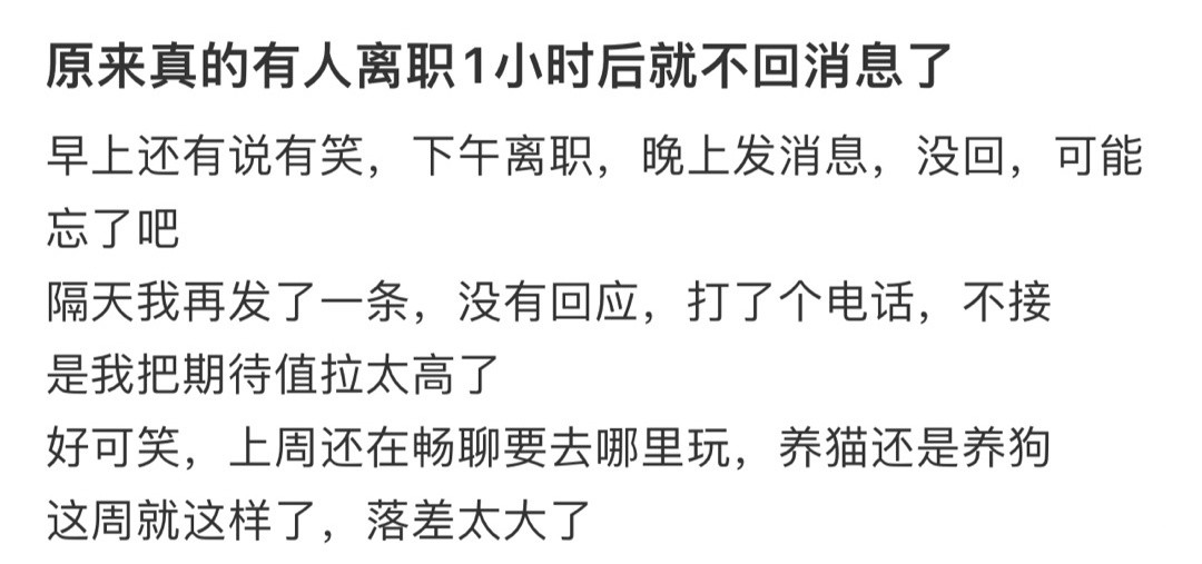 原来真的有人离职1小时后就不回消息了！！！