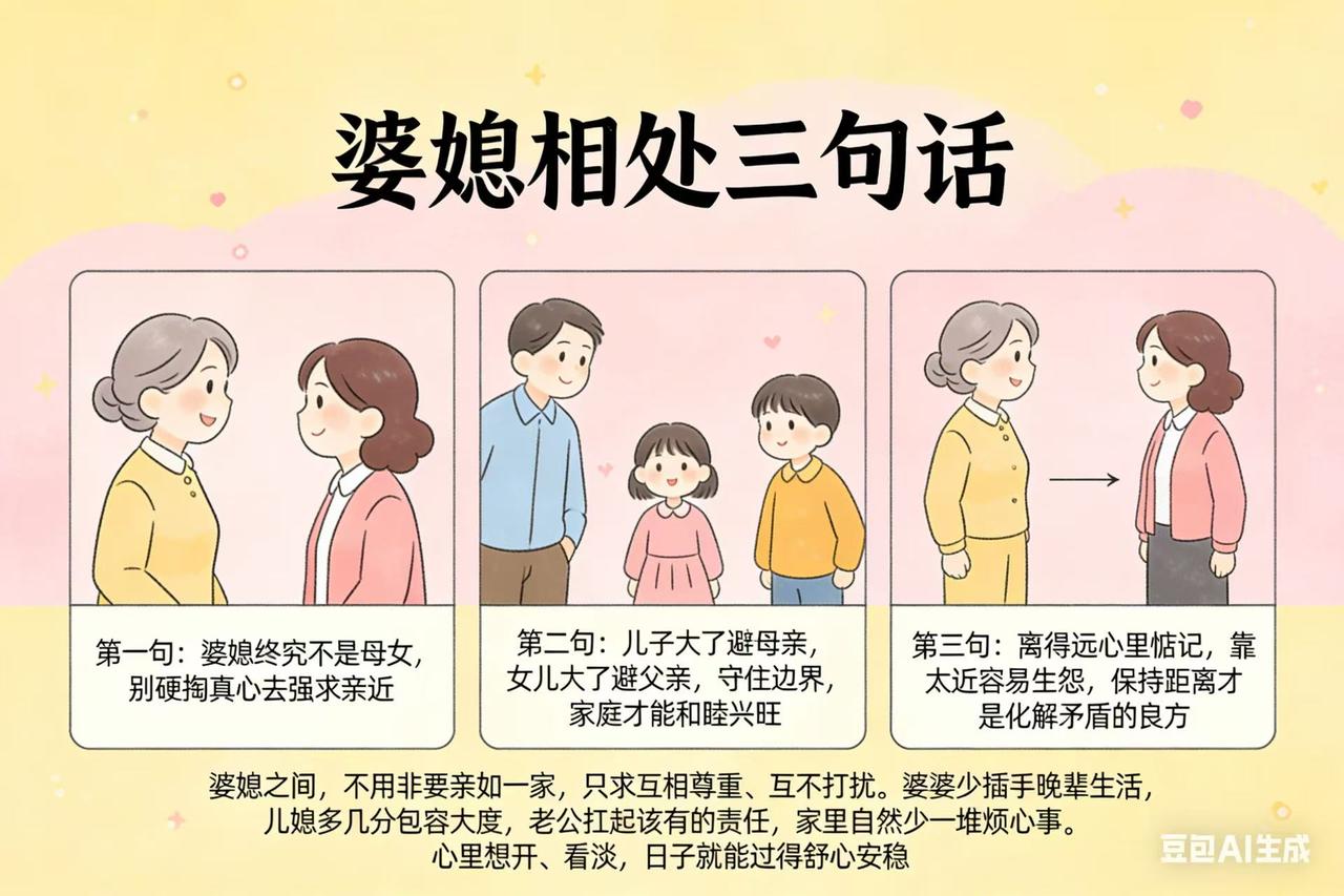 老祖宗早已点透婆媳真相！3句话解开所有矛盾1.婆媳本非母女，真心不必强融，