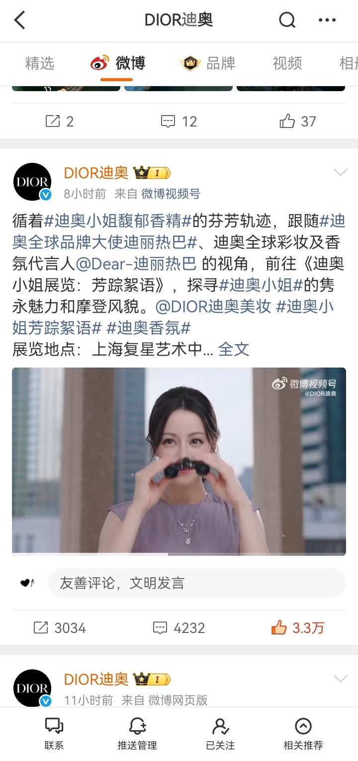 迪奥全球品牌大使迪丽热巴唯一预热压轴出场合照大c位唯一全球限量包包推封