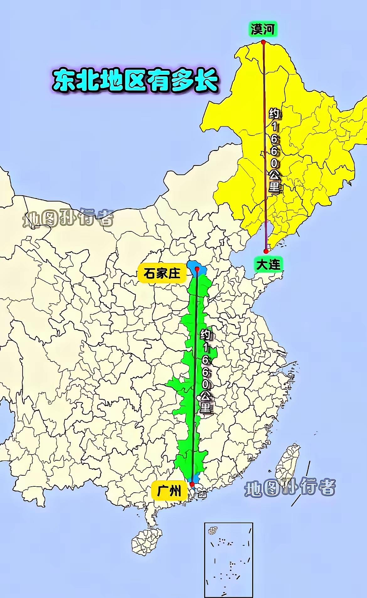 东北三省南北距离有多远？经测量，最北端的黑龙江漠河到最南端的辽宁省大连市，约16