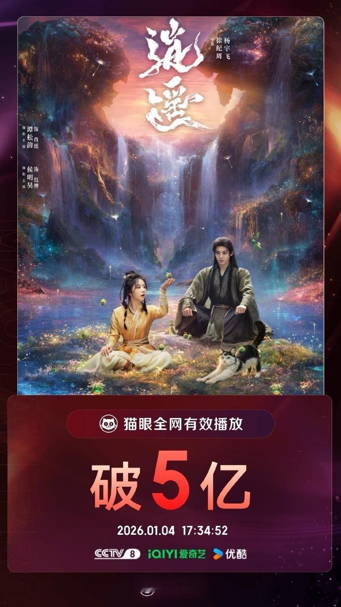 逍遥有效播放破5亿谭松韵侯明昊逍遥有效播放量破5亿谭松韵侯明昊逍遥有效播放量破