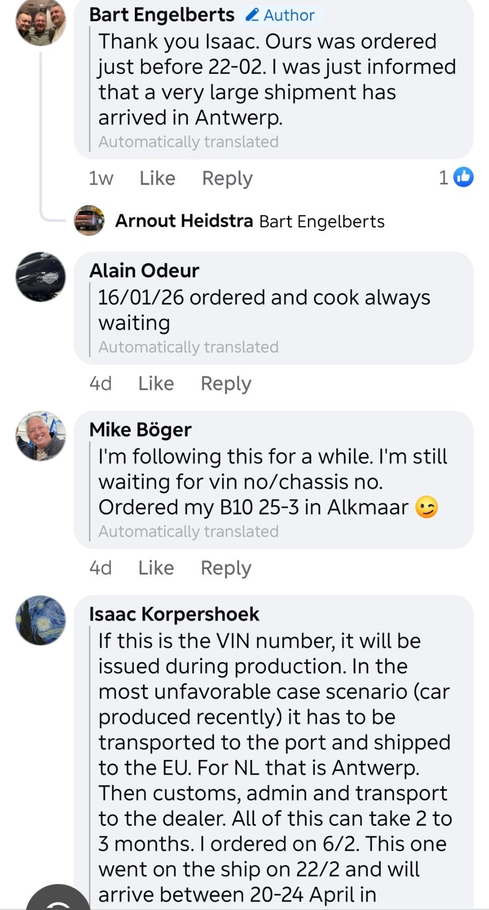 我逛了下零跑的海外论坛，发现很多下定了零跑B10的车主都在等待。第一个，Bart