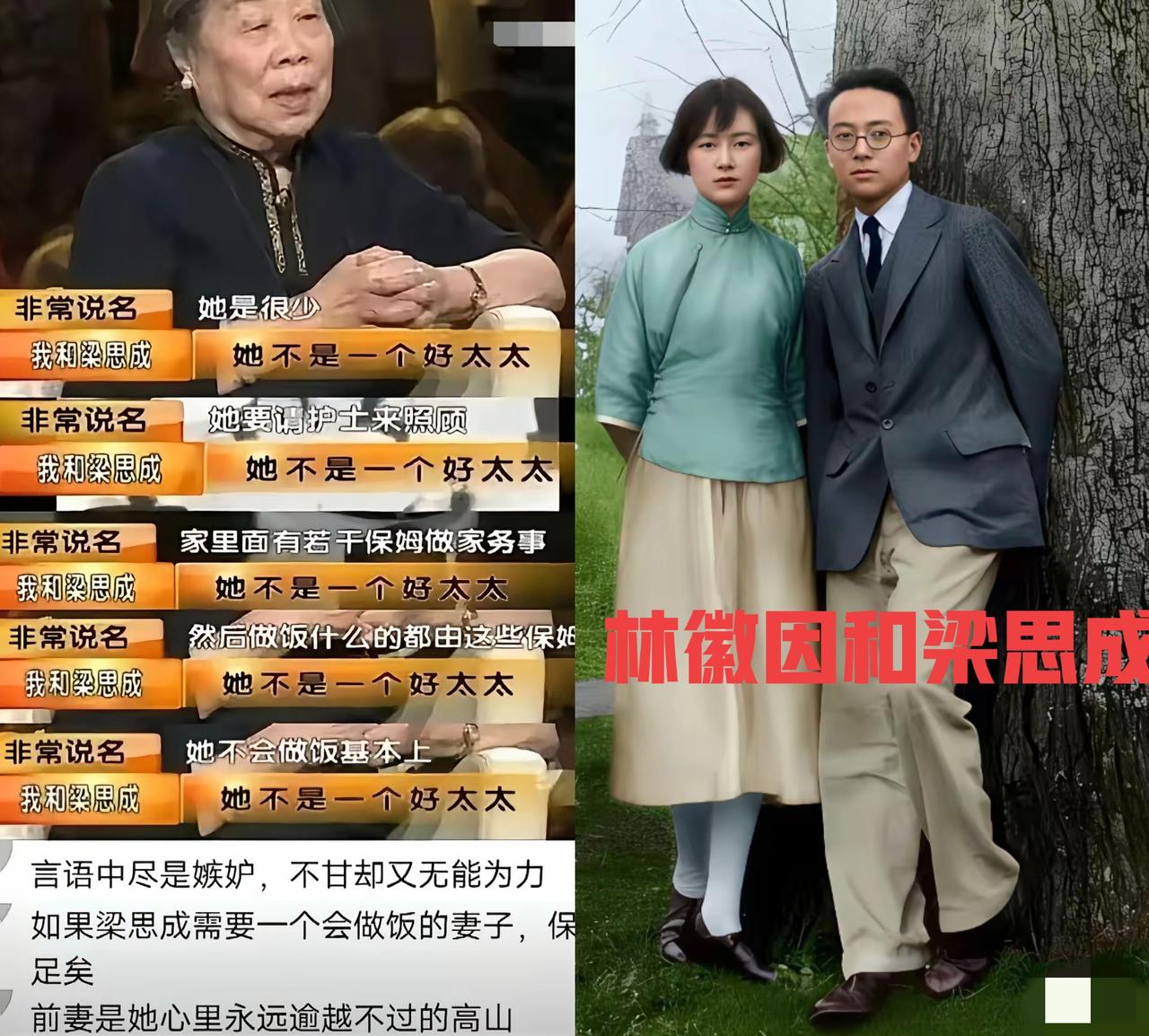 原配林徽因是多么美好的一个女人，既是诗人，又是建筑师，可在续弦林洙老太太嘴里就