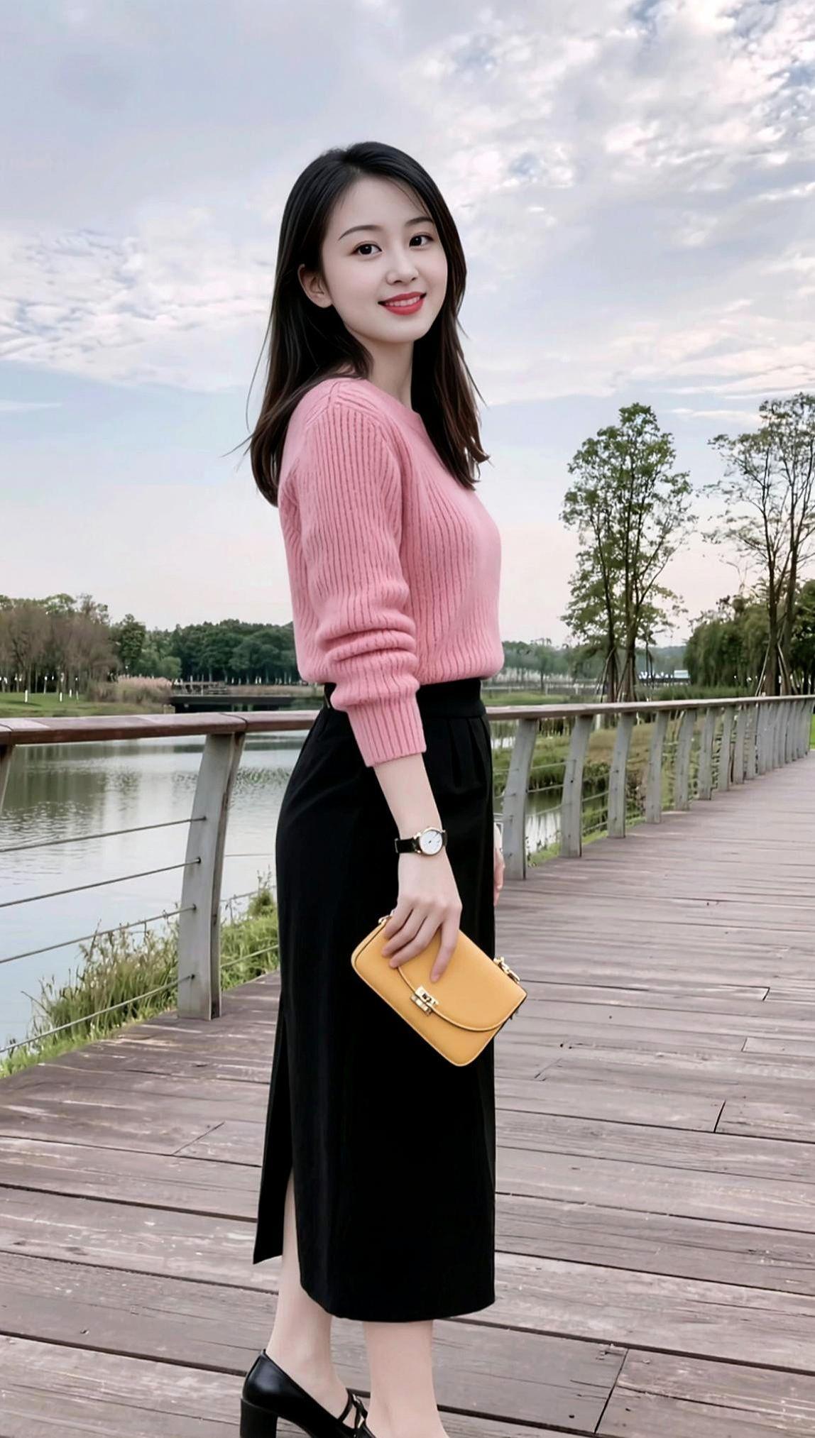 湖畔淑女照少女写真甜美女生高级感穿搭气质美女