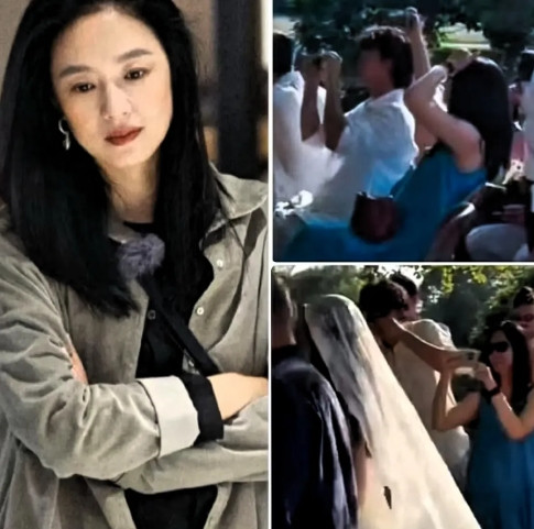 谁能想到呀？继女婚礼上的周韵，比亲妈还放松！8月8日法国乡村草地的婚礼上