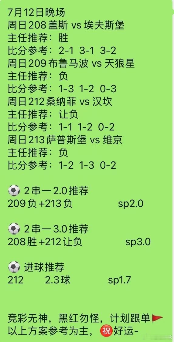 人生，你是一支曲子，我是唱歌的。7月12日今日晚场推荐足球预测挪超瑞典超竞彩足球