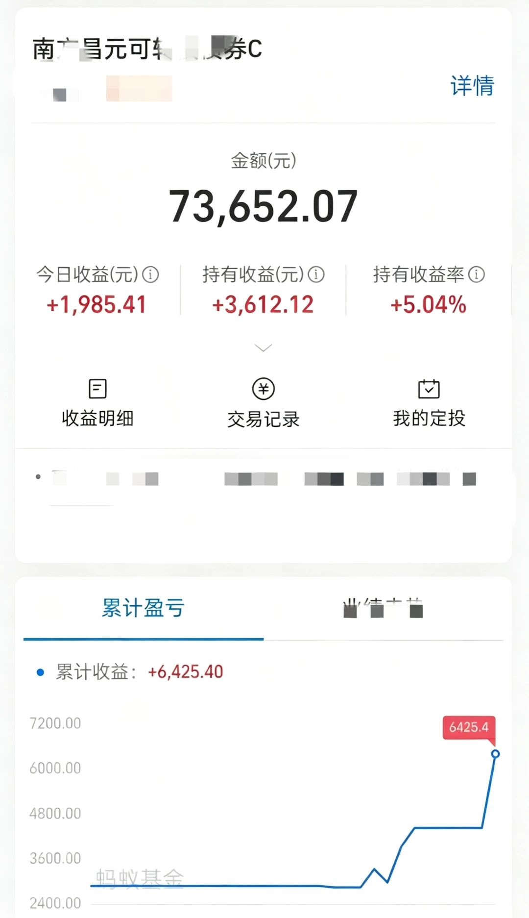 买了7万，一天挣了1985，好刺激呀！