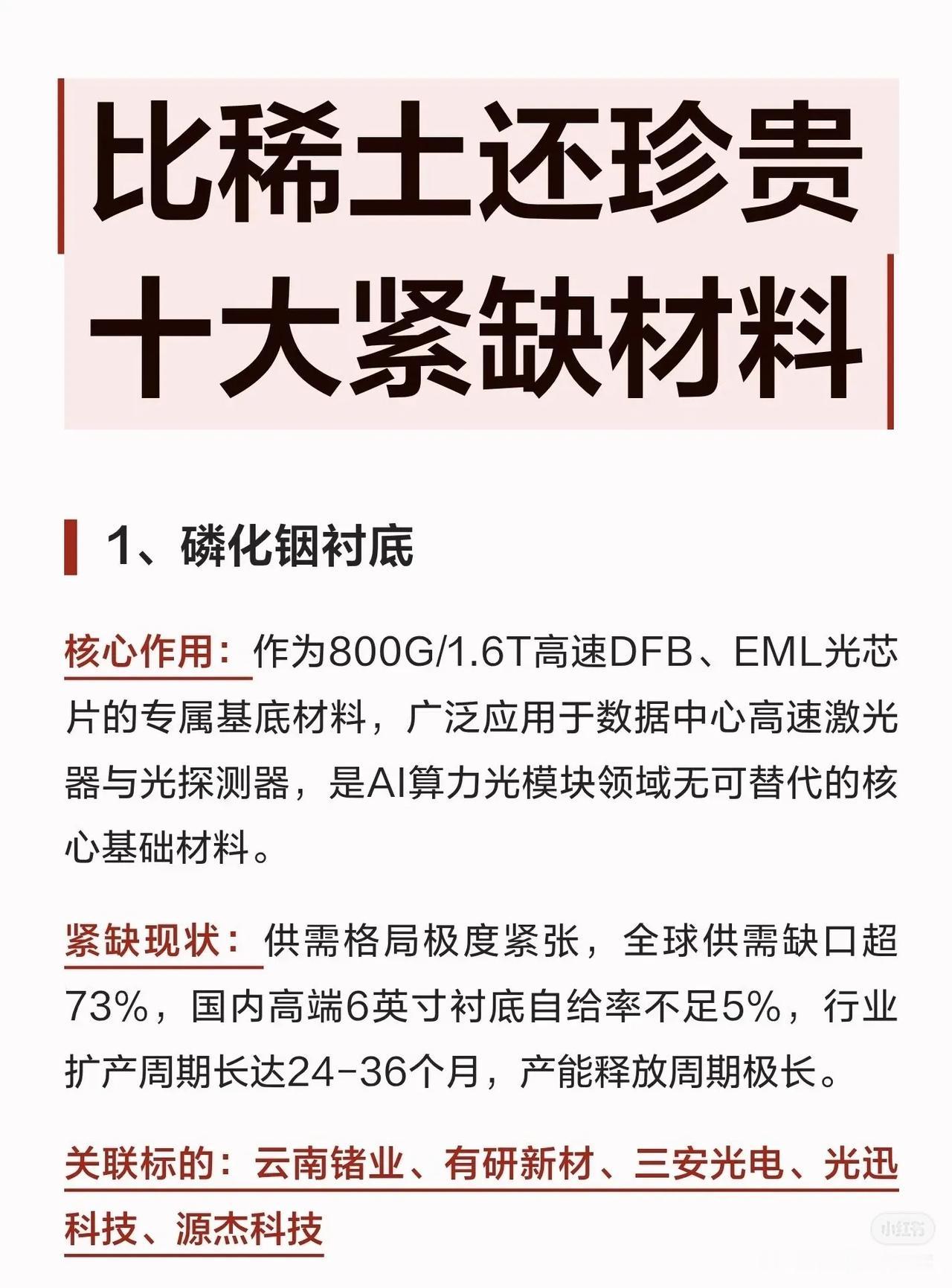 比稀土还珍贵！AI算力背后，这十大紧缺材料卡脖子了🔥随着800G/1.6T