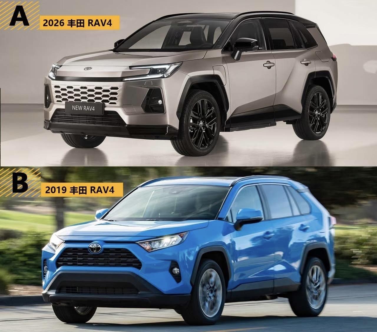 时隔六年丰田RAV4终于迎来了大换代上图是新款RAV4下图是现款RAV4