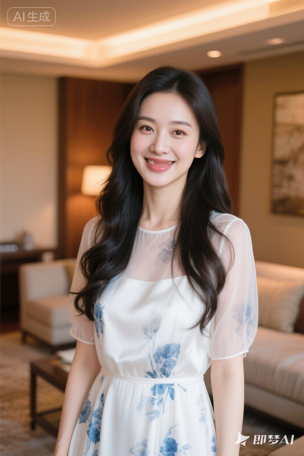 优雅少女，微笑如花，清新自然，尽显魅力。