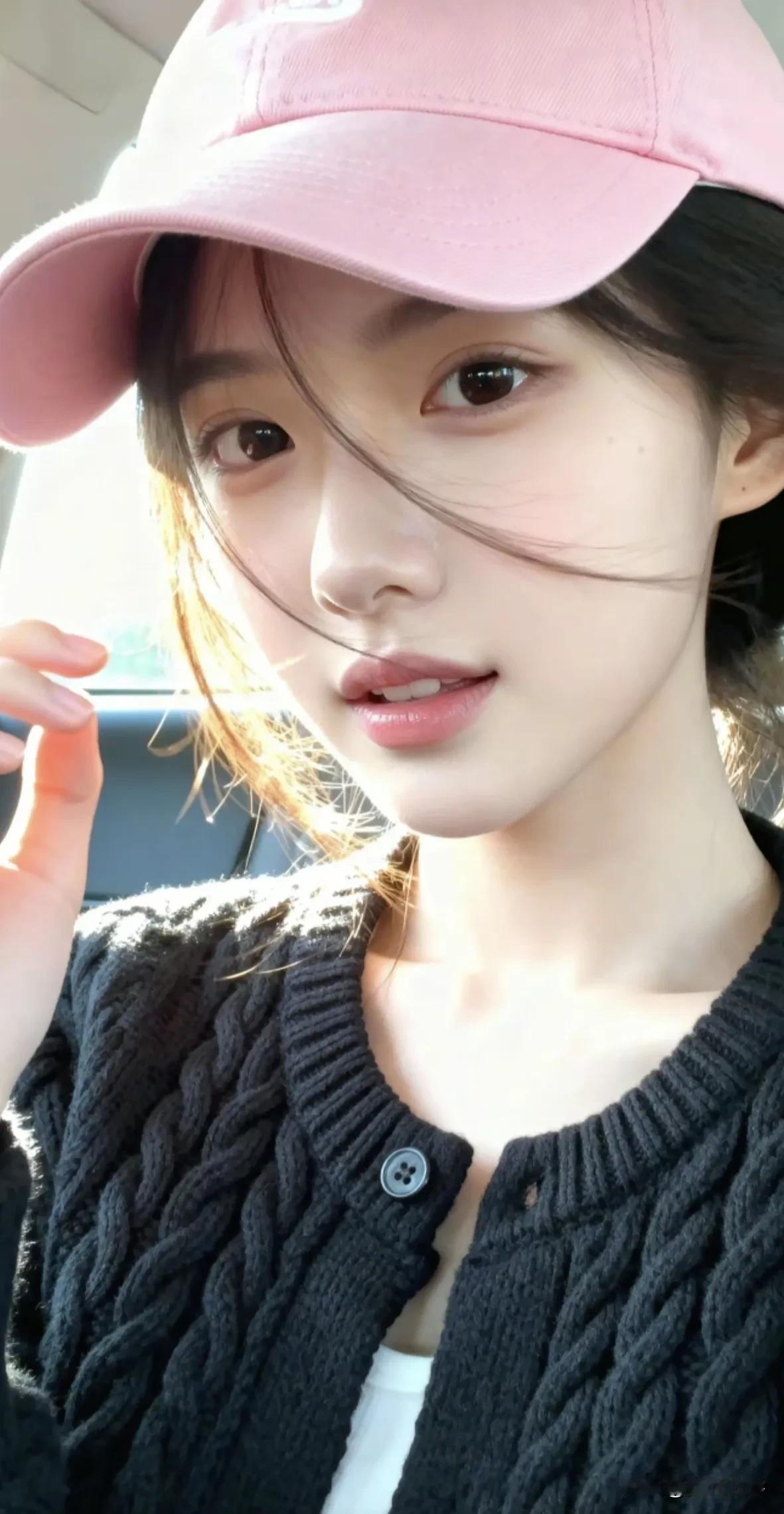 光之影元气少女穿搭指南：粉色帽子和灰色毛衣的完美搭配💕温柔粉色穿搭浅粉色