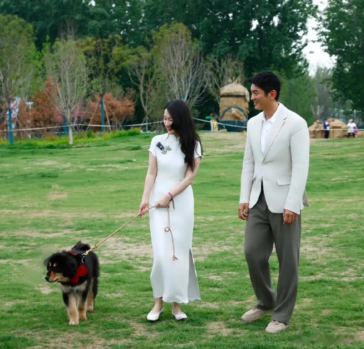 霍思燕杜江带小狗参加公益活动，小狗跟杜江姓，叫杜尔衮！哈哈，很有蒙古獒的霸气，实