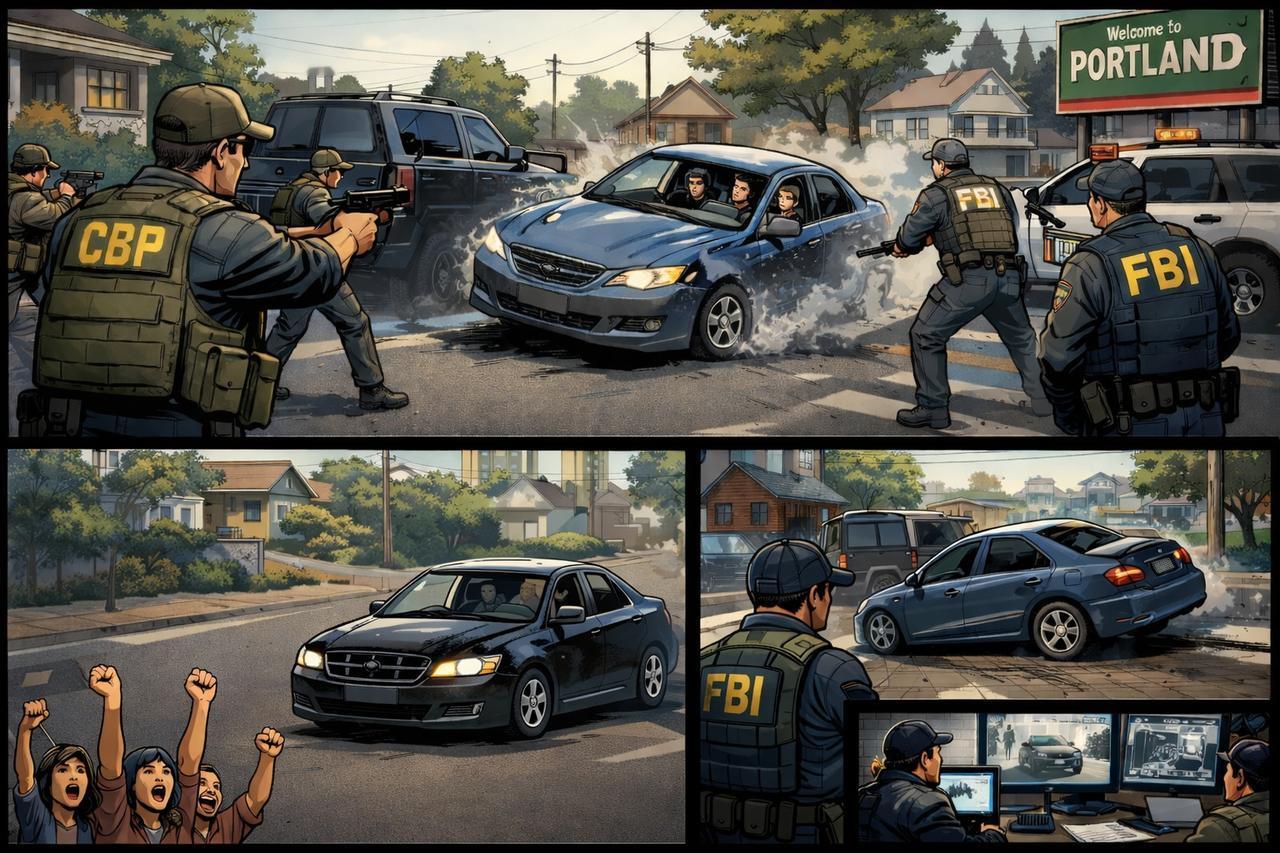1月8日下午，在美国俄勒冈州波特兰市东南部，发生了一起联邦执法人员与嫌疑车辆的对