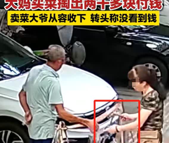 四川一女子买菜付款时，突然犯了迷糊，掏出2000元递给卖菜大爷。不料，大爷拿完一
