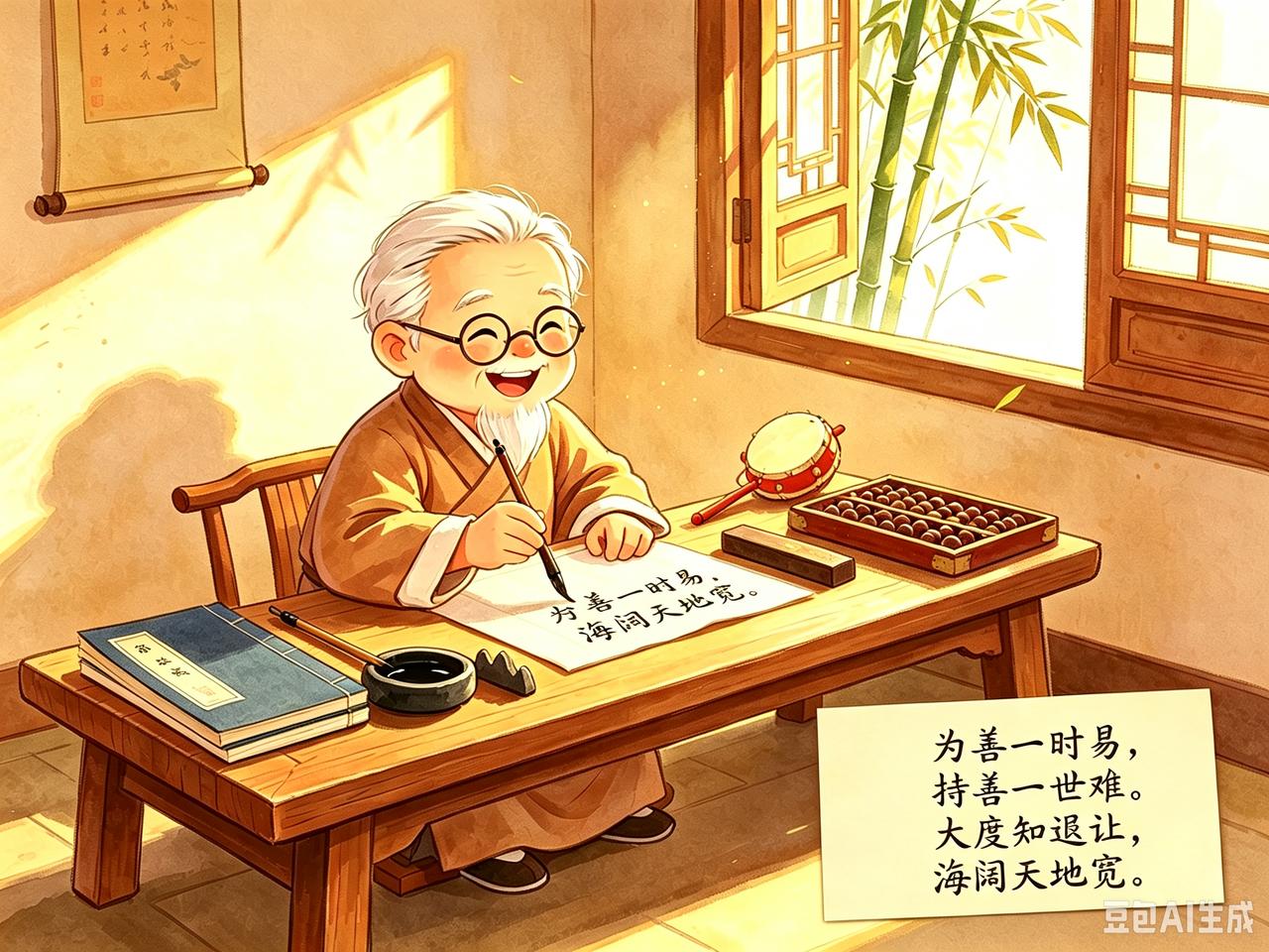 小故事过桥昔有一位绅士，行至河水岸边。一道独木小桥，尺余