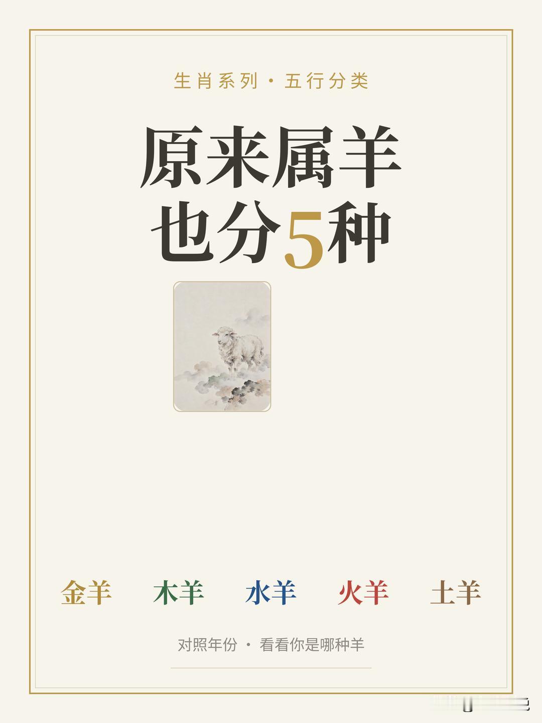 原来属羊还分5种！看看你是金木水火土哪种羊都说属羊的人脾气好、性子软。可你身