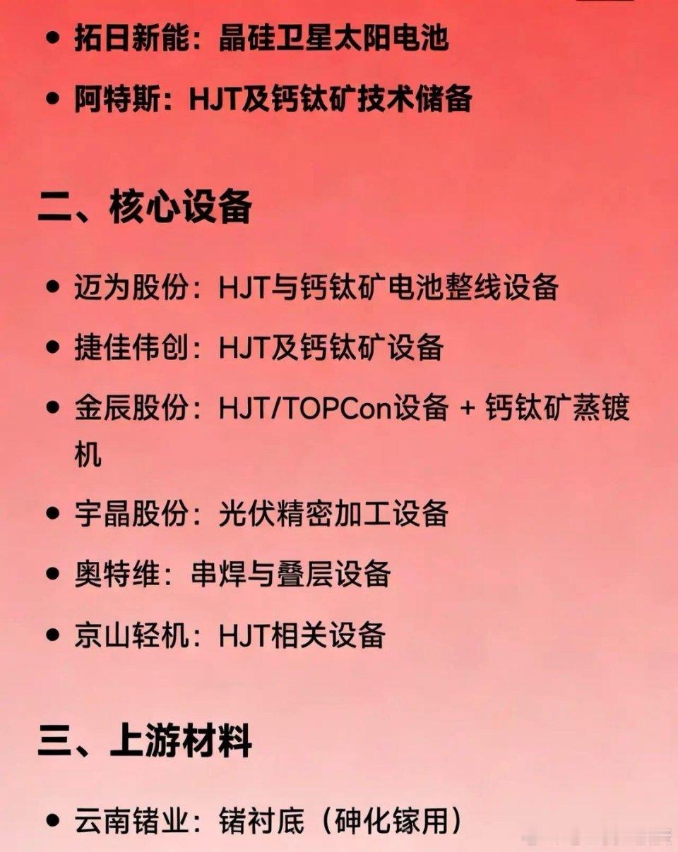 太空光伏概念相关企业的全汇总一、电池技术乾照光电：砷化镓太空太阳能电池东方日升：