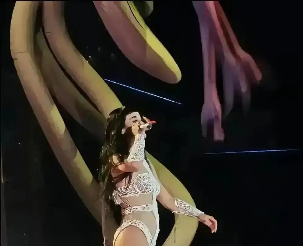 欧美顶流女歌手昨晚在亚洲开唱，直接真空穿薄纱就上台，灯光一打啥都看清了。现场有