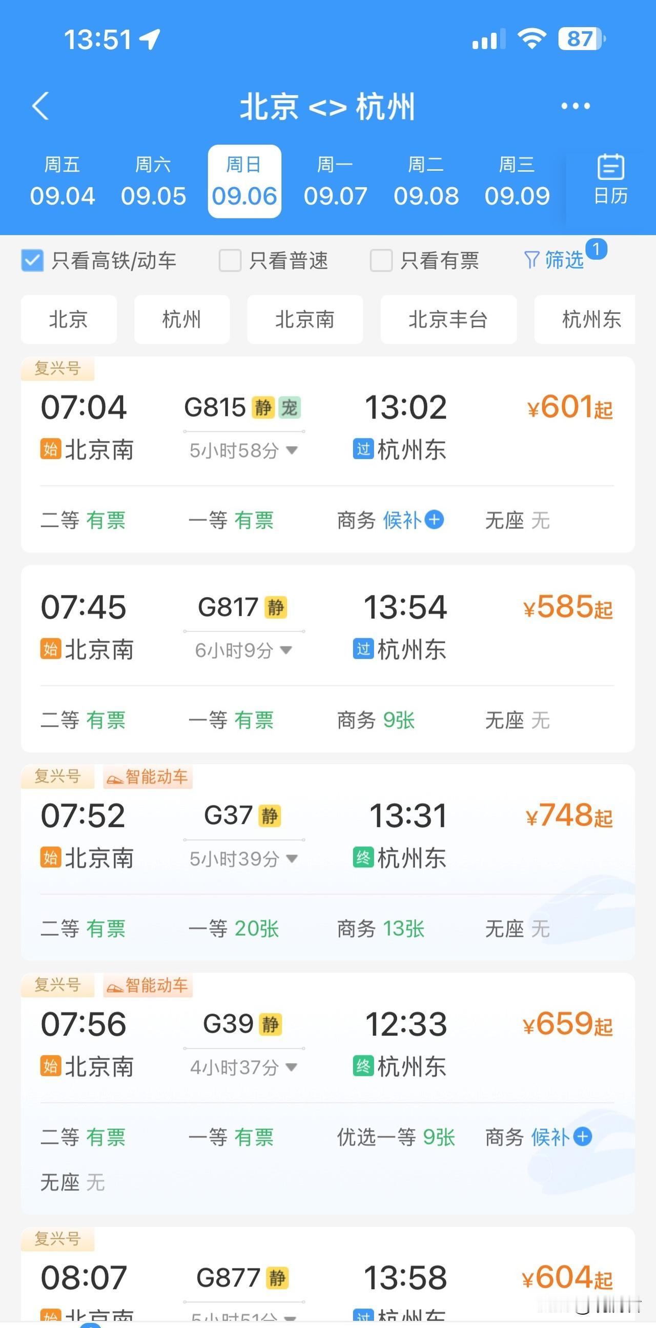 我觉得绿皮火车应该保留。从北京到杭州，高铁动车班次频繁，选择性多，全程六小时左
