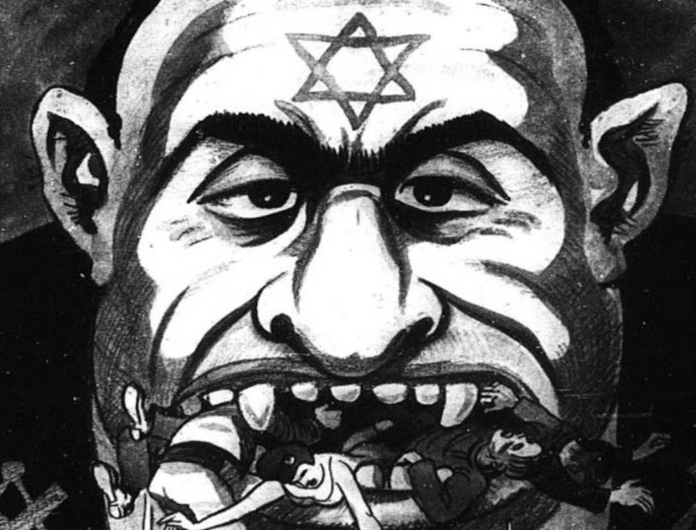 网传上个世纪30年代希特勒下令发布的一系列抹黑犹太人的画像中的一张。