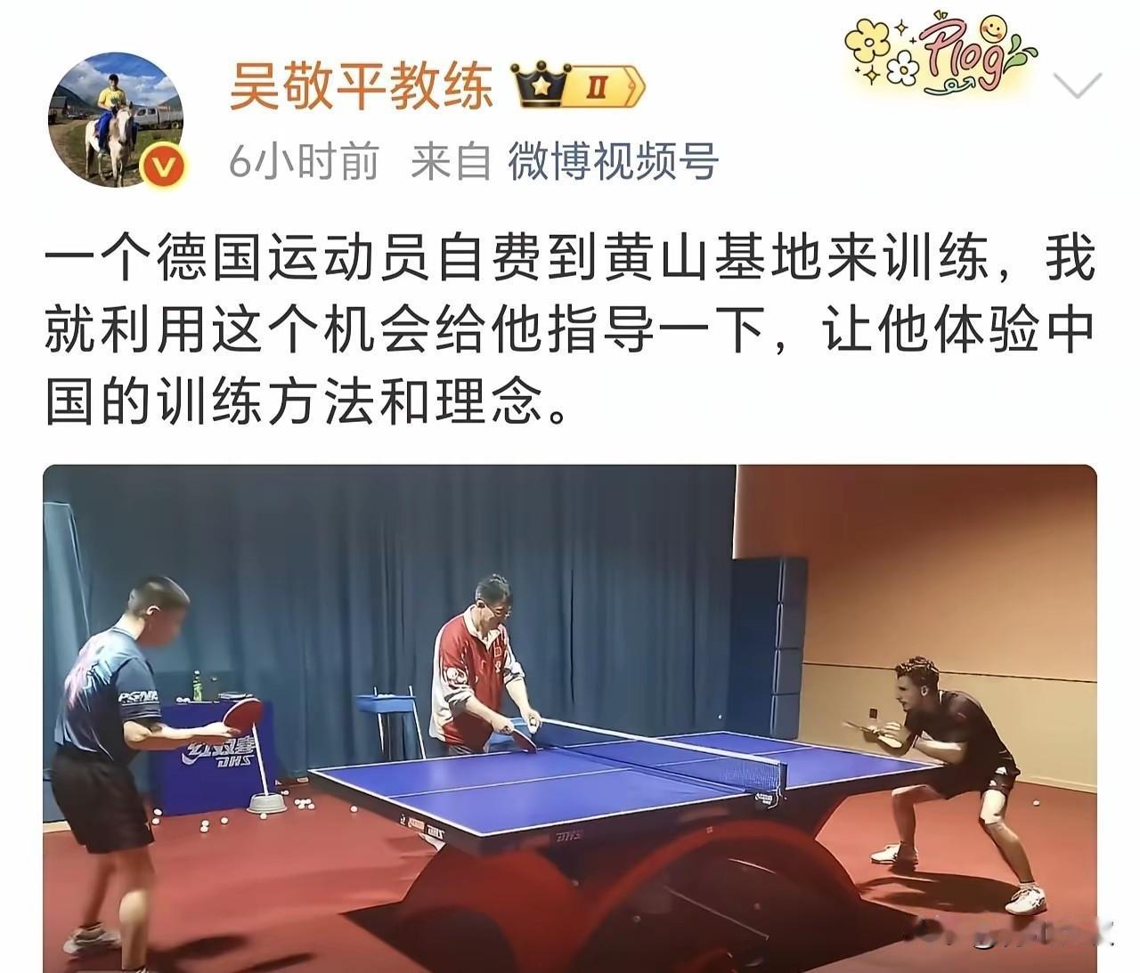 吴敬平发了指导德国运动员的视频！有说过劝他:别发了，容易挨骂的！其实吴敬平