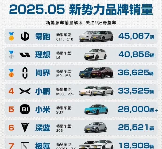 新势力品牌满打满算还有17个，如果按雷军和何小鹏他们的预测，最后只会留下5家车企