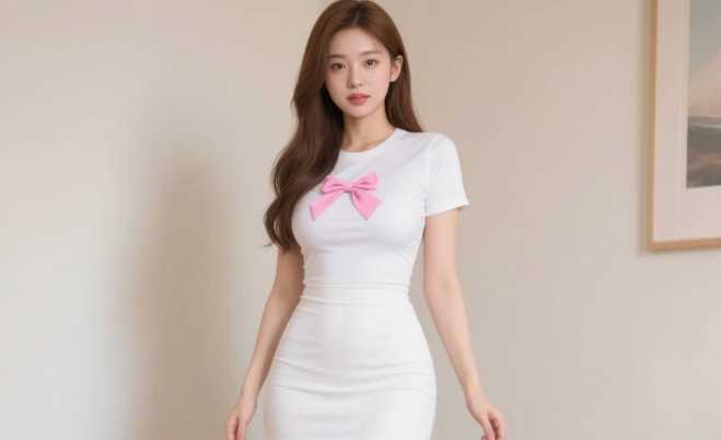 白丝长腿美少女，紧身裙下尽显曼妙身姿！