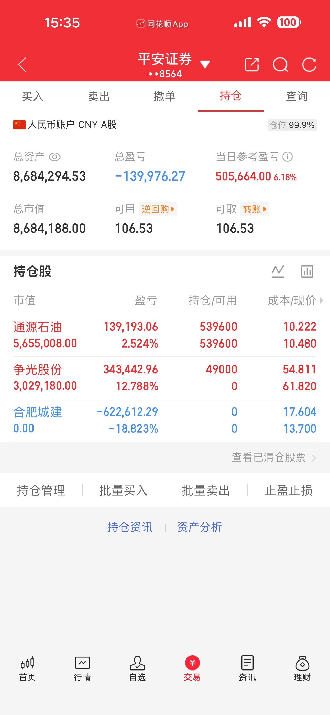 今天这个行情，我账户也能红，我也是佩服我自己，能不能点点赞支持一下看到的朋友点个