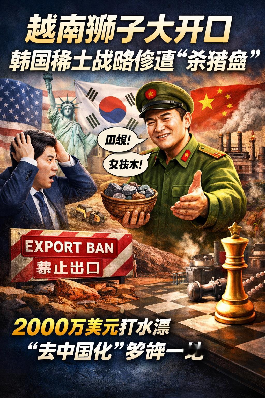 想绕过中国？越南狮子大开口，韩国稀土战略惨遭“杀猪盘”韩国前脚刚高调宣布进军越