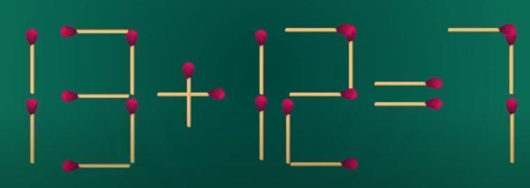 火柴棒摆成的等式“13+12=7”显然不成立呢。只许移动一根火柴棒，