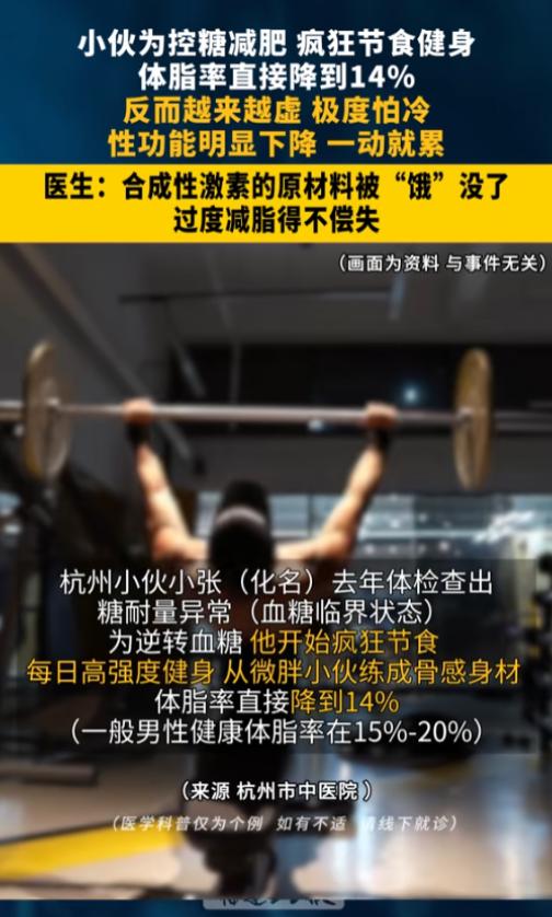 “减肥需谨慎！”7月7日报道，浙江杭州，一微胖小伙体检时查出了糖耐量异常，血糖处
