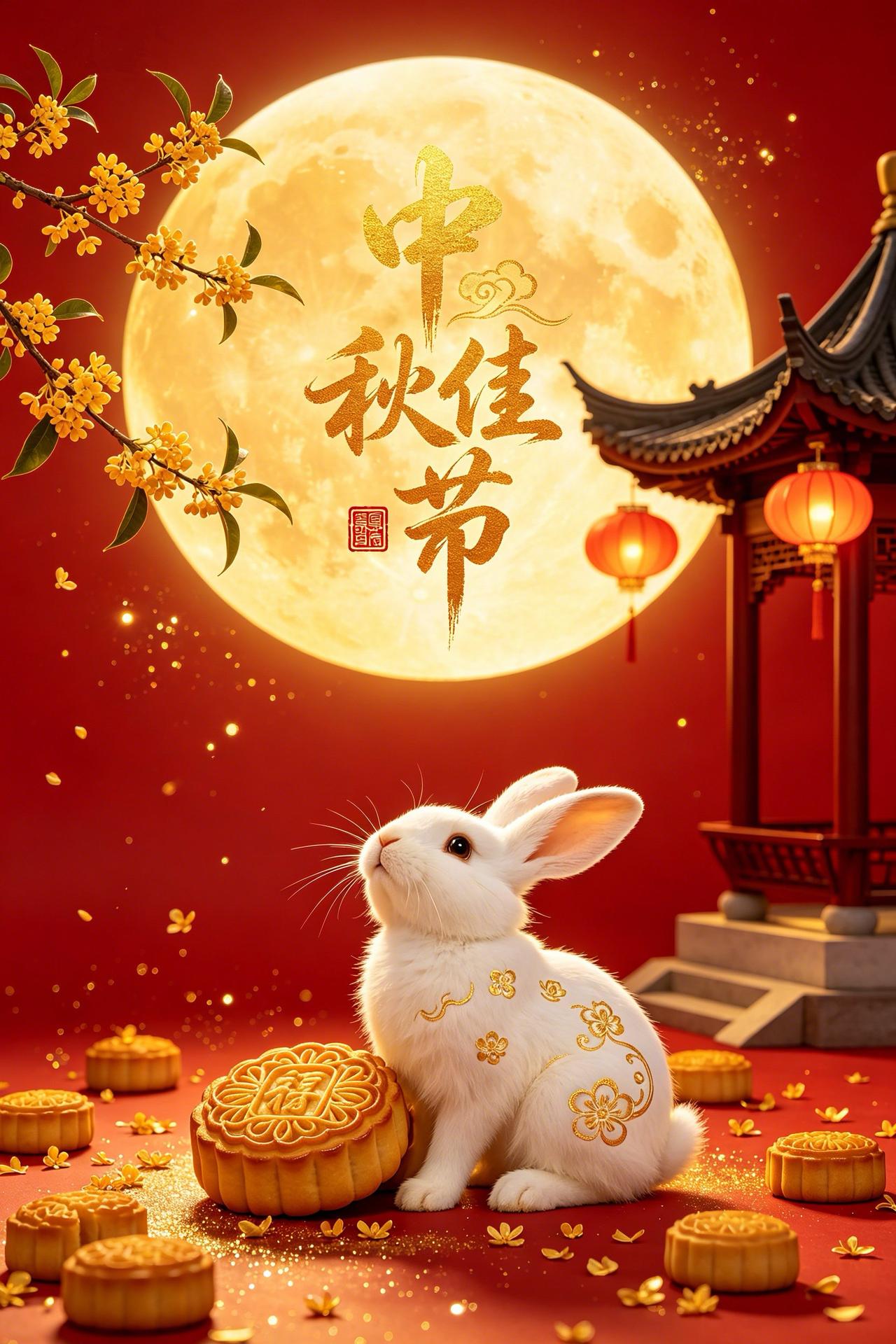 2026中秋佳节祝福图片海报壁纸中秋月圆，岁岁安康。又是一年中秋佳节，月光洒满