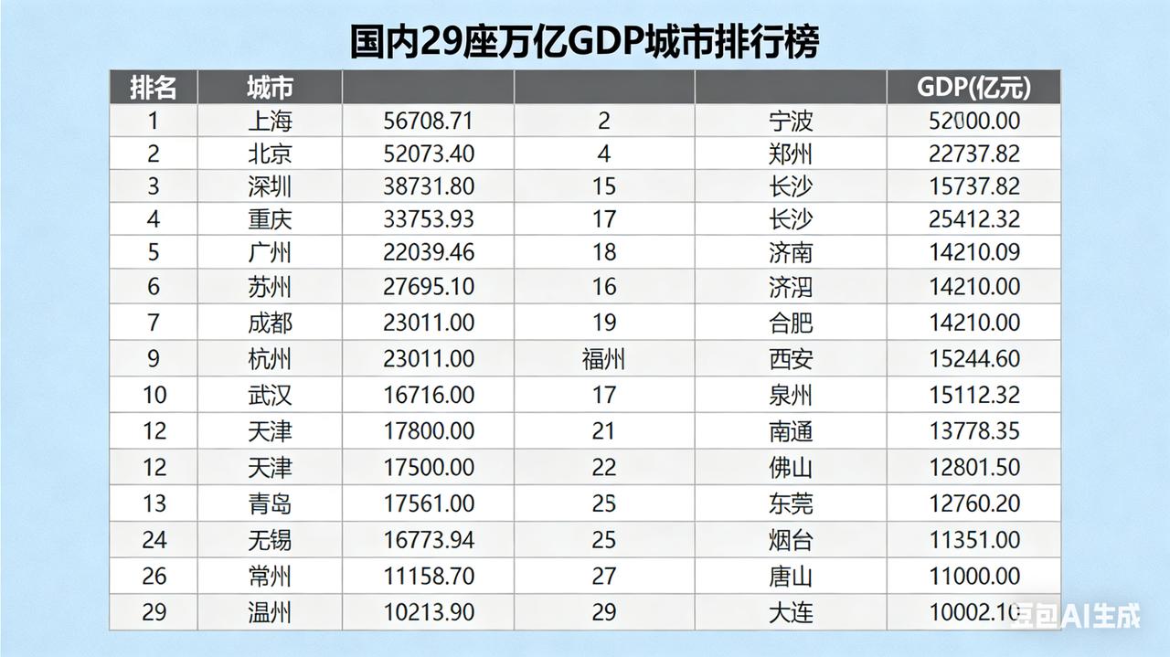 2025年，全国GDP万亿城市俱乐部成员扩增至29座，2006年，上海独自跨越万