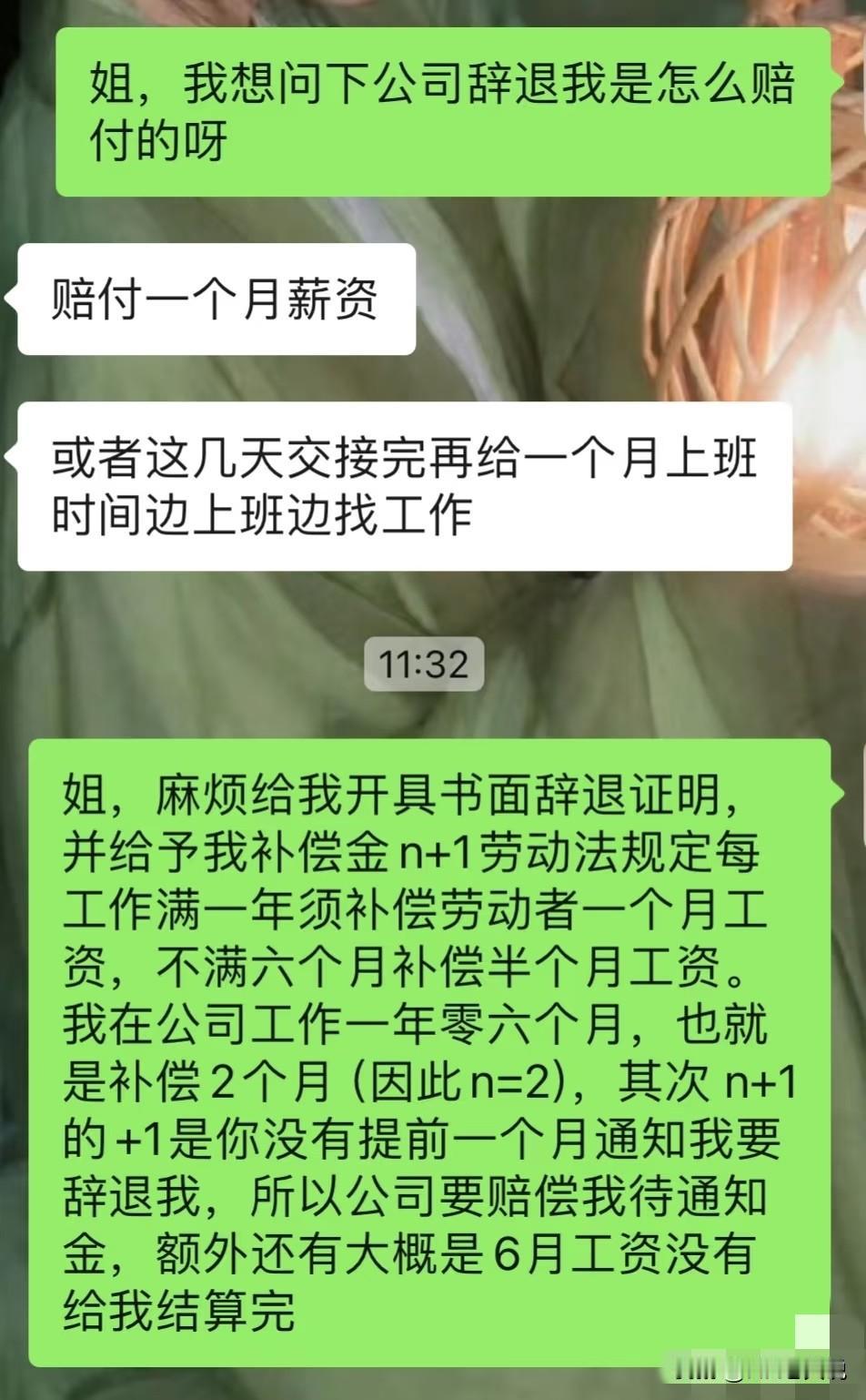 工作一年零6个月被辞退，公司提出可以赔偿一个月的工资，员工则坚持n+1（3个月）