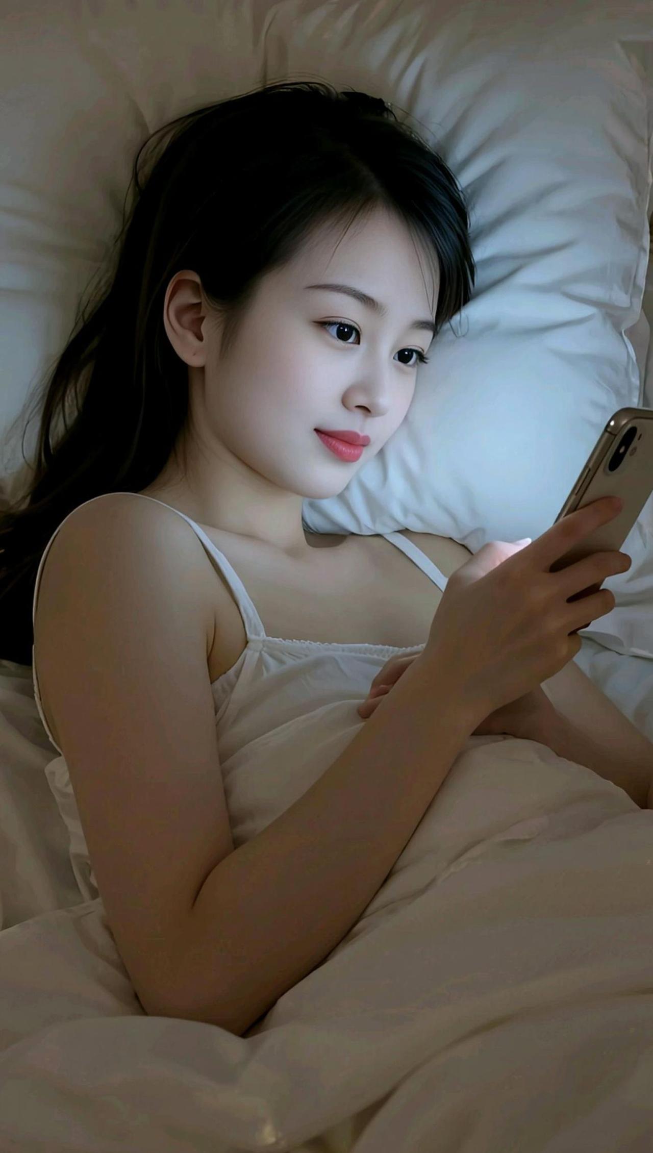 AI床榻玩手机写真