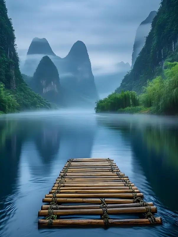 出发吧趁现在，来一场漓江山水游！漓江的美，那真是绝了。坐着竹筏顺流而下，两岸的山